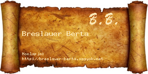 Breslauer Berta névjegykártya